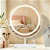 MantoLite Specchio da Trucco Illuminato LED Rotondo40cm Bianco opacoTouch | Grande Specchio Cosmetico Con Luci Ruotabile a 360°,Specchio da trucco da tavolo con luci, dimmerabile, 3 tonalità di luce