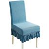 Odot Coprisedie con Schienale 2/4/6 Pezzi, Coprisedia Elasticizzati, Copri Sedia da Cucina Lavabili, Copri Sedia Pile Lavorato Maglia con Gonna per Hotel, Ristorante (2 piezas,Blu Cielo)
