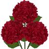 Hollyone Confezione da 3 ortensie artificiali, steli di ortensie finte rosse con grandi fiori da 17,8 cm, fiori in seta a stelo lungo per composizioni floreali, vasi alti, decorazioni per la casa