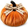 Buhazuqy Zucca Decorativa in Velluto con Fiocco 10 cm Decorazione Autunnale | Morbido Velluto, Realizzata a Mano, Zucca Decorativa, Decorazione Autunnale, Halloween, Tavolo, Mensola e Casa