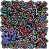 YINcrinx 56 pezzi Adesivi neon a tema dinosauri cartoon con bordi neri, adesivi personalizzati in stile graffiti, quaderni fai da te, adesivi graffiti impermeabili per tazze