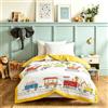Odot Trapunta Estiva Letto Singolo Bambini, Trapunta Senza Copertura per Bambina e Bambino Leggero e Morbida Traspirante Coperta Rinfrescante Letto per Mezza Stagione (Escavatore,120x150cm)