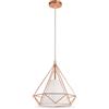 MOKEKA Lampada Sospensione E27 Oro Rosa con Paralume Geometrico | Paralume in Ferro, Diametro 25 cm, Attacco E27, Design Geometrico