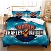 NICHIYO Harley Davidson - Set copripiumino e federa, in microfibra, con stampa digitale 3D, 3 pezzi (copripiumino + federa) (17, letto singolo 135 x 200 cm)