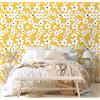 ICYEHAO Carta da Parati Floreale Gialla, 44.5 x 500 cm Carta da Parati Autoadesiva Bianco e Blu Fiori Piante Boho Pellicola Adesiva per Mobili,Camera da Letto,Soggiorno,Bagno,Cucina