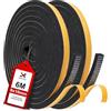 XEEINC 6M Guarnizione Porta Finestra, 9mm(L) X 10mm(P) Guarnizione Adesiva in Schiuma per Porta Blindata, Resistente alle intemperie, Isolamento Acustico, Anti-Collisione - Nero