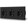 BSEED - Presa Schuko tripla a muro con USB e Tipo C in vetro, 3 in 1, da incasso, a 3 vie, con potenza di ricarica USB da 2,1 A e adattatore Tipo C, stazione di ricarica, prese prolungate da 228 mm