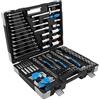 Karcher Set di chiavi a bussola, 157 pezzi, 1/4 + 3/8 + 1/2, blu, Cr-V | Set di chiavi a bussola con candele | Set di attrezzi in pratica valigetta | Cassetta chiavi a cricchetto resistente