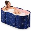 Fesatccoz Vasca da bagno pieghevole per adulti 115x50x55cm, Blu stella, fino a 150 kg | Materiale isolante, telaio in tubi di plastica, cuscini per schiena e seduta, doppio scarico con tubo, per doccia e giardino