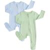 WYTbaby 2 pigiami neonato cotone zip piedini 0-18 mesi | Cotone 95% con elastan, doppia zip, piedini antiscivolo e coprimani per bebè.