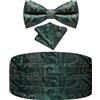 Ailisus Set papillon e fascia per cummerbund Paisley floreale smoking fascia per uomo con papillon prelegato tasca quadrata matrimonio gala