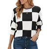 Cuptacc Maglietta da donna a maniche a 3/4, girocollo, casual, basic | Polsino smock, maniche a tre quarti, elasticizzato, lavorato a maglia, alla moda, confortevole, morbido, classico, elegante