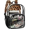 SKYSHU Zaino trasparente con stampa leopardata, resistente in PVC trasparente, con spallacci rinforzati e tasche multiple, zaino impermeabile da 12 litri, Stampa leopardata, 10.6 x 5.1 x 15.7 Inches