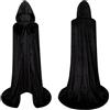 Carnavalife, mantello con cappuccio in velluto lungo medievale, costumi da strega, principessa vampiro, festa di carnevale di Halloween, rosso o nero, per uomini, donne, ragazzi, ragazze, taglie 90 cm o 140 cm ...