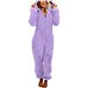 Generico Pigiama Intero Pile Donna Invernale Morbido e Caldo Pile Onesies Pigiama con Cappuccio e Tasche Costume da Animali Adulto Loungewear Tuta Intera in Peluche per Carnevale Halloween Natalizia