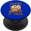 Kawaii Triangle Cupping It Real Corgi Coffee Store Gioco di parole PopSockets PopGrip Adesivo