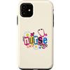 Colorful Nurse Studio Custodia per iPhone 11 Simpatico stetoscopio da infermiera, motivo leopardato con margherite colorate