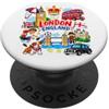 UK Flag Royal Thames Westminster Double- London England Souvenir Clock, Tower Bridge British Travel PopSockets PopGrip Adesivo
