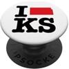 Shape of Home Co I Love (Heart) Kansas Mappa Sagoma KS Stato Americano PopSockets PopGrip Adesivo
