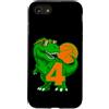 COOL BASKETBALL DESIGNS AND OUTFITS Custodia per iPhone SE (2020) / 7/8 DINOSAURIER NUMERO 4 ANNI BASKET 4° COMPLEANNO