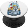 2026 Amrum Perle der Nordsee Souvenirs Foca con fascia sud-ovest Amrum PopSockets PopGrip Adesivo