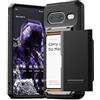 VRS DESIGN Damda Glide Pro - Custodia a portafoglio per Pixel 8, robusta custodia semi automatica per carte di credito [4 carte] custodia compatibile per Pixel 8 Case (2023), nero opaco