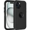Aimoll-88 Custodia per iPhone 15, con pellicola protettiva integrata resistente alle cadute, a 3 strati, robusta, antiurto, antipolvere, resistente, protettiva per Apple iPhone 15, colore nero