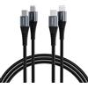 Intenso Cavo da USB-C a USB-C, 240 Watt, 2 m, PD 3.1, confezione doppia | Cavo di ricarica rapida con chip E-Marker in confezione doppia per MacBook, iPad, iPhone, smartphone