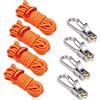 ECMQS Guy Rope Set con linee riflettenti | Hardware di tensione in metallo, 4 regolatori del cavo per sartiame della tenda, telone, consapevolezza del sentiero notturno