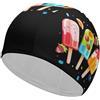 FJQWKLF Cuffia da nuoto unisex estiva divertente con ghiaccioli, per capelli corti e lunghi, per piscina, da uomo e da donna