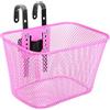 IOBIDDYS Cestino Bici Anteriore Donna in Rete Metallica Rosa con Ganci | Montaggio Anteriore al Manubrio, Chiusura con Fascia a Strappo, per Snack e Quaderni