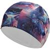 FJQWKLF Cuffia da nuoto unisex con motivo a e cielo stellato, per capelli corti e lunghi, da donna e da uomo, per piscina, nuoto e bagno