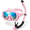 hzbaiyi Set da snorkeling, maschera panoramica anti-appannamento per adulti | Maschera in vetro temperato, silicone morbido, vista panoramica, anti-perdite, boccaglio Dry Top per nuoto e snorkeling