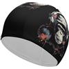 FJQWKLF Cuffia da nuoto unisex con motivo e musica a forma di scimmia, per capelli corti e lunghi, da donna e da uomo, per piscina, nuoto e bagno