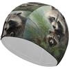 FJQWKLF Cuffia da nuoto unisex Raccoon And Little per capelli corti e lunghi, da donna e da uomo, per piscina, nuoto e bagno