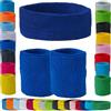 Generico Set di 1x Fascetta Testa + Coppia di 2x Polsini Tennis in Spugna per Uomo Donna Bambini da Polso Fascia Capelli Traspirante Parasudore Sudore Assorbente Myrtle Beach