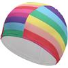 FJQWKLF Cuffia da nuoto, cuffia da nuoto a righe orizzontali color arcobaleno, cuffie da bagno per capelli lunghi e corti
