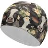 FJQWKLF Cuffia da nuoto unisex con motivo a mucca e fiori, per capelli corti e lunghi, da donna e da uomo, per piscina, nuoto e bagno
