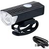 Naisicatar Luce Anteriore in Bicicletta, Faro Bici da Bici 300 lumens Faro Bici Ricaricabile USB con 3 modalità Bianca da Fuoco in Bicicletta Bianca