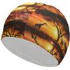 FJQWKLF Cuffia da nuoto unisex con motivo a giraffe africane e tramonto, per capelli corti e lunghi, da donna e da uomo, per piscina, nuoto e bagno
