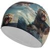 FJQWKLF Cuffia da nuoto unisex Cat Is Shooting Ocean per capelli corti e lunghi, da donna e da uomo, per piscina, nuoto e bagno