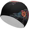 FJQWKLF Cuffia da nuoto unisex con motivo a teschio e corvo, per capelli corti e lunghi, per piscina, da bagno, da donna e da uomo