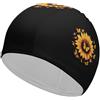 FJQWKLF Cuffia da nuoto elegante con motivo a farfalla e girasole, impermeabile, per la protezione dei capelli, facile da indossare e togliere.