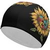 FJQWKLF Cuffia da nuoto unisex con girasoli per la consapevolezza 'autismo, per capelli corti e lunghi, da donna e da uomo, per piscina, nuoto e bagno