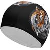 FJQWKLF Cuffia da nuoto unisex con testa di tigre Yin e Yang per capelli corti e lunghi, da donna e da uomo, per piscina, nuoto e bagno