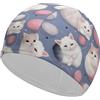 FJQWKLF Cuffia da nuoto unisex con gatti che giocano con palline di filo, per capelli corti e lunghi, da donna e da uomo, per piscina, nuoto e bagno