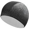 FJQWKLF Cuffia da nuoto, cuffia da nuoto con glitter argento lucido, cuffie da bagno per capelli lunghi e corti