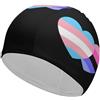 FJQWKLF Cuffia da nuoto unisex per capelli corti e lunghi, per donne e uomini, con scritta Transgender, Polisessuale, Poliromantico, Orgoglioso, Cuore