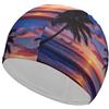 FJQWKLF Tramonto con palme, spiaggia, eleganti cuffie da nuoto, cuffia da a impermeabile per la protezione dei capelli, facile da indossare e da togliere