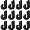 ECMQS 12 ganci a J con corda elastica per ancoraggio, colore: nero | Gancio a forma di J per kayak, ganci per corda elastica per kayak, paddleboard, canottaggio, accessori durevoli